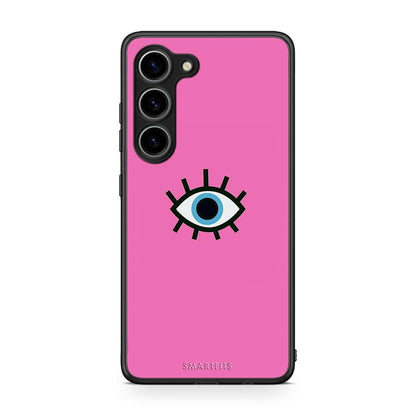 Θήκη Samsung Galaxy S23 Blue Eye Pink από τη Smartfits με σχέδιο στο πίσω μέρος και μαύρο περίβλημα | Samsung Galaxy S23 Blue Eye Pink Case with Colorful Back and Black Bezels