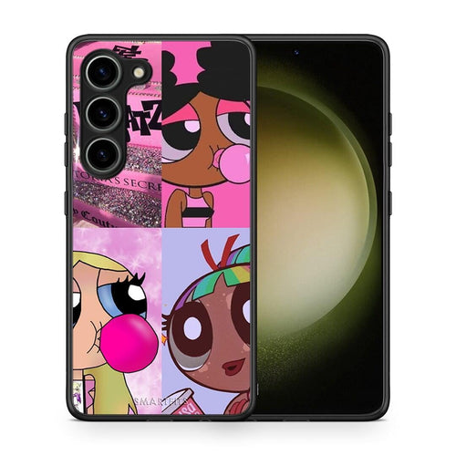 Θήκη Samsung Galaxy S23 Bubble Girls από τη Smartfits με σχέδιο στο πίσω μέρος και μαύρο περίβλημα | Samsung Galaxy S23 Bubble Girls Case with Colorful Back and Black Bezels