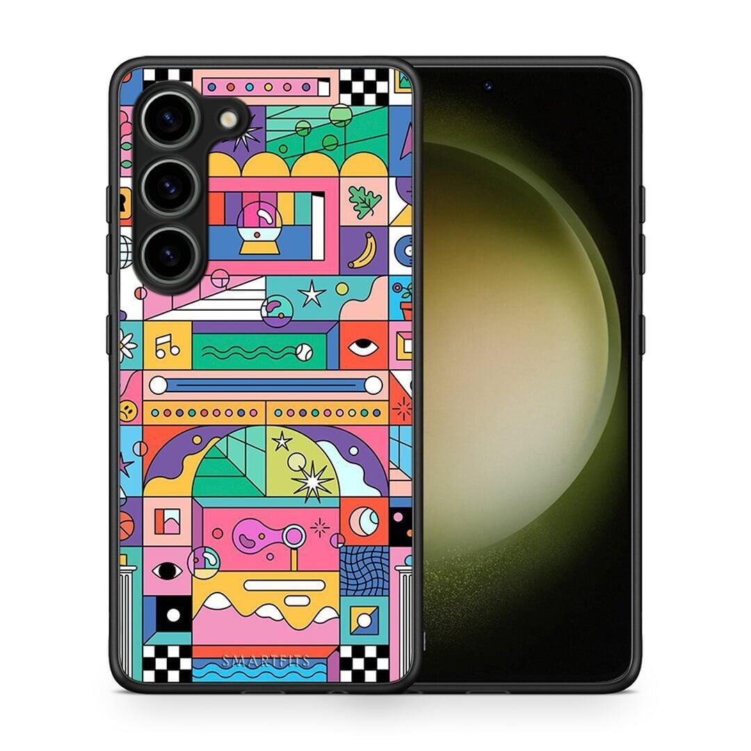 Θήκη Samsung Galaxy S23 Bubbles Soap από τη Smartfits με σχέδιο στο πίσω μέρος και μαύρο περίβλημα | Samsung Galaxy S23 Bubbles Soap Case with Colorful Back and Black Bezels