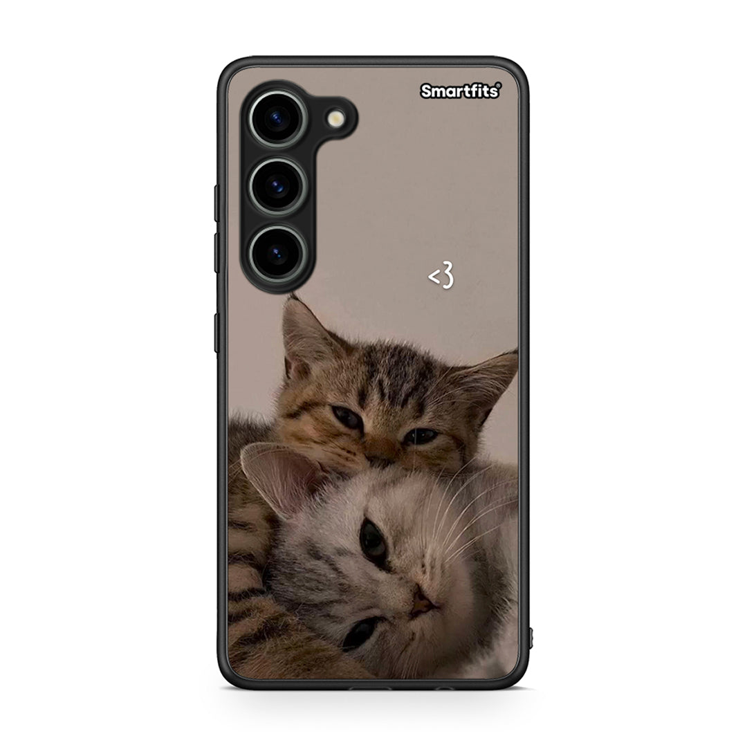 Θήκη Samsung Galaxy S23 Cats In Love από τη Smartfits με σχέδιο στο πίσω μέρος και μαύρο περίβλημα | Samsung Galaxy S23 Cats In Love Case with Colorful Back and Black Bezels