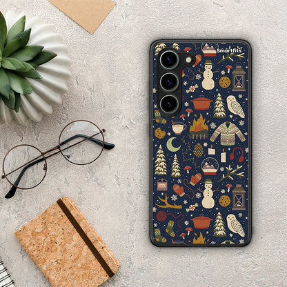 Θήκη Samsung Galaxy S23 Christmas Elements από τη Smartfits με σχέδιο στο πίσω μέρος και μαύρο περίβλημα | Samsung Galaxy S23 Christmas Elements Case with Colorful Back and Black Bezels