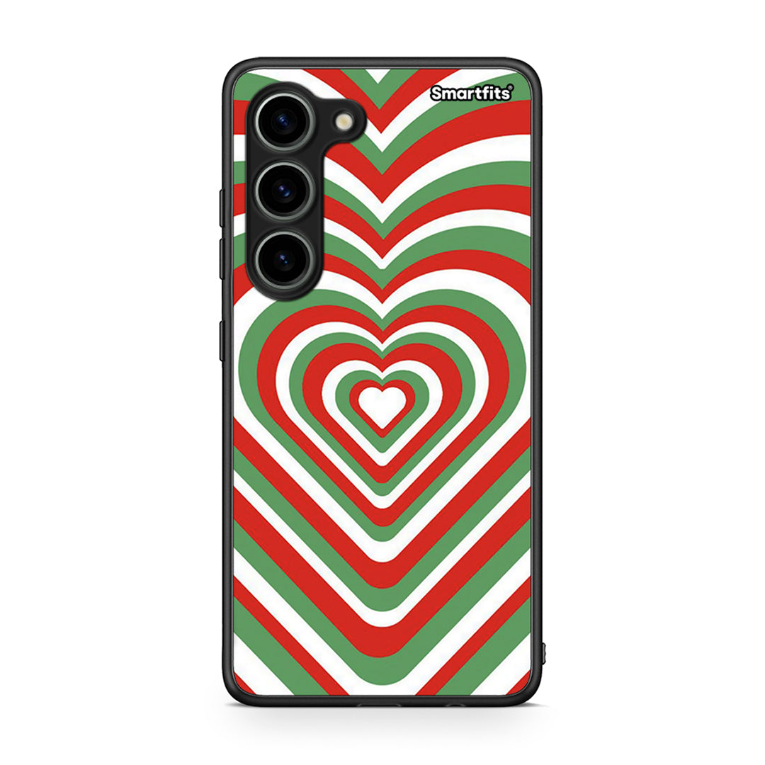 Θήκη Samsung Galaxy S23 Christmas Hearts από τη Smartfits με σχέδιο στο πίσω μέρος και μαύρο περίβλημα | Samsung Galaxy S23 Christmas Hearts Case with Colorful Back and Black Bezels