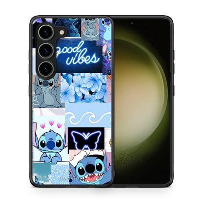 Θήκη Samsung Galaxy S23 Collage Good Vibes από τη Smartfits με σχέδιο στο πίσω μέρος και μαύρο περίβλημα | Samsung Galaxy S23 Collage Good Vibes Case with Colorful Back and Black Bezels