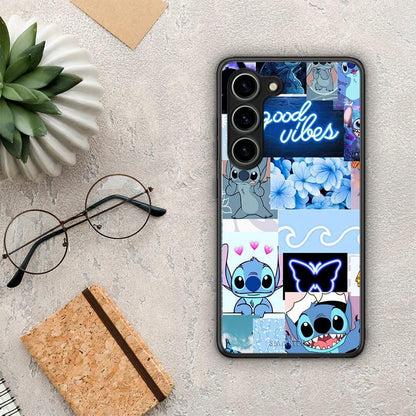 Θήκη Samsung Galaxy S23 Collage Good Vibes από τη Smartfits με σχέδιο στο πίσω μέρος και μαύρο περίβλημα | Samsung Galaxy S23 Collage Good Vibes Case with Colorful Back and Black Bezels