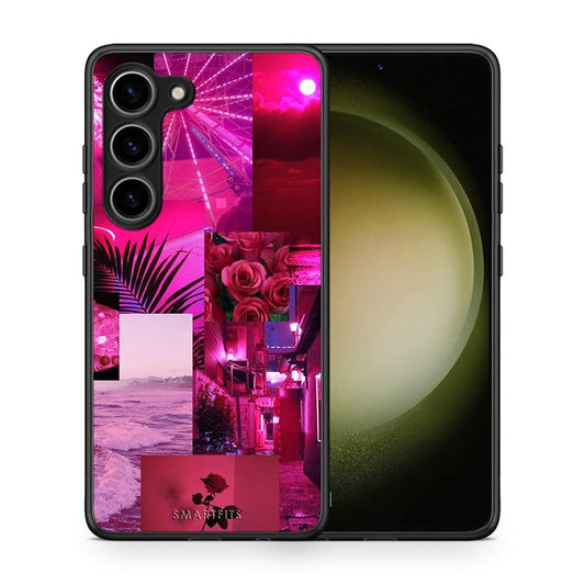 Θήκη Samsung Galaxy S23 Collage Red Roses από τη Smartfits με σχέδιο στο πίσω μέρος και μαύρο περίβλημα | Samsung Galaxy S23 Collage Red Roses Case with Colorful Back and Black Bezels