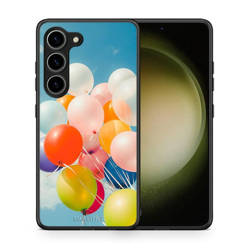 Θήκη Samsung Galaxy S23 Colorful Balloons από τη Smartfits με σχέδιο στο πίσω μέρος και μαύρο περίβλημα | Samsung Galaxy S23 Colorful Balloons Case with Colorful Back and Black Bezels