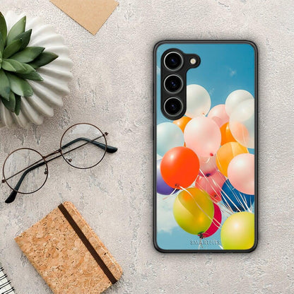 Θήκη Samsung Galaxy S23 Colorful Balloons από τη Smartfits με σχέδιο στο πίσω μέρος και μαύρο περίβλημα | Samsung Galaxy S23 Colorful Balloons Case with Colorful Back and Black Bezels