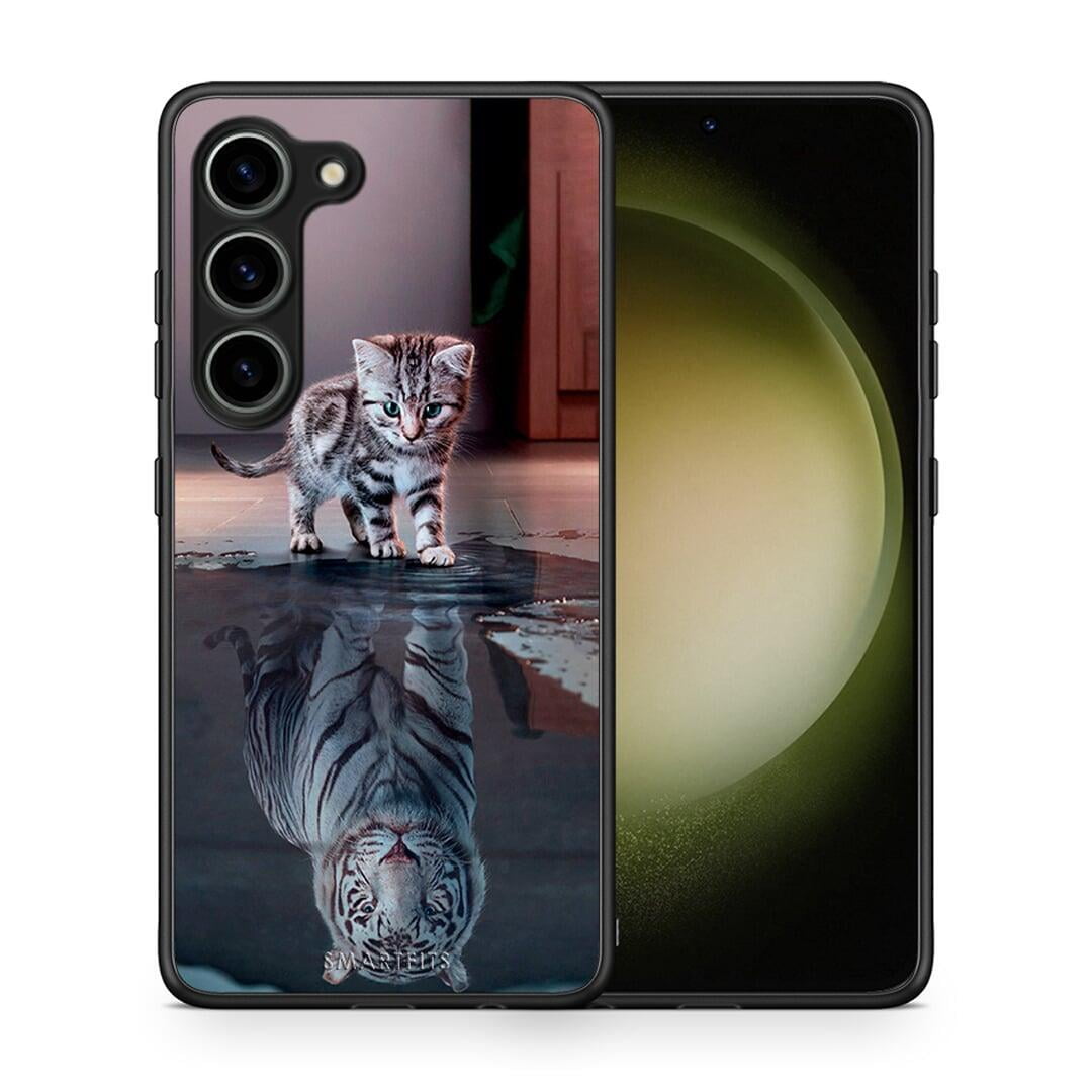 Θήκη Samsung Galaxy S23 Cute Tiger από τη Smartfits με σχέδιο στο πίσω μέρος και μαύρο περίβλημα | Samsung Galaxy S23 Cute Tiger Case with Colorful Back and Black Bezels