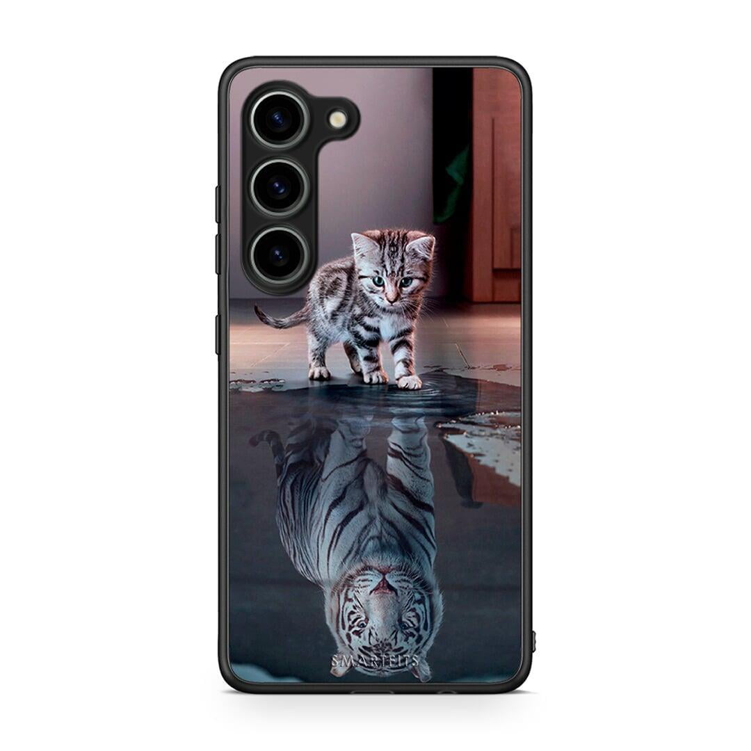 Θήκη Samsung Galaxy S23 Cute Tiger από τη Smartfits με σχέδιο στο πίσω μέρος και μαύρο περίβλημα | Samsung Galaxy S23 Cute Tiger Case with Colorful Back and Black Bezels