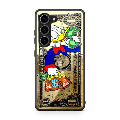Θήκη Samsung Galaxy S23 Duck Money από τη Smartfits με σχέδιο στο πίσω μέρος και μαύρο περίβλημα | Samsung Galaxy S23 Duck Money Case with Colorful Back and Black Bezels