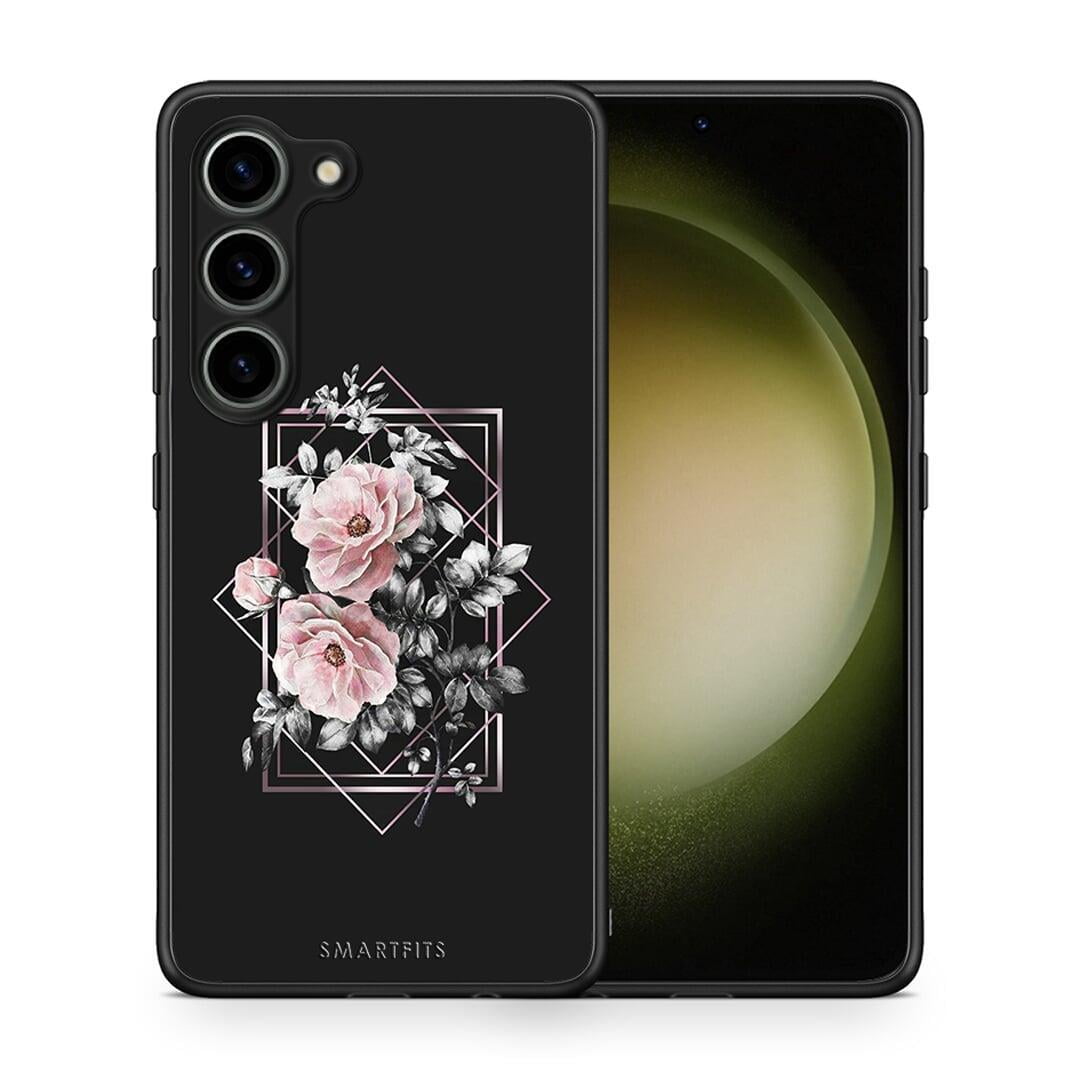 Θήκη Samsung Galaxy S23 Flower Frame από τη Smartfits με σχέδιο στο πίσω μέρος και μαύρο περίβλημα | Samsung Galaxy S23 Flower Frame Case with Colorful Back and Black Bezels