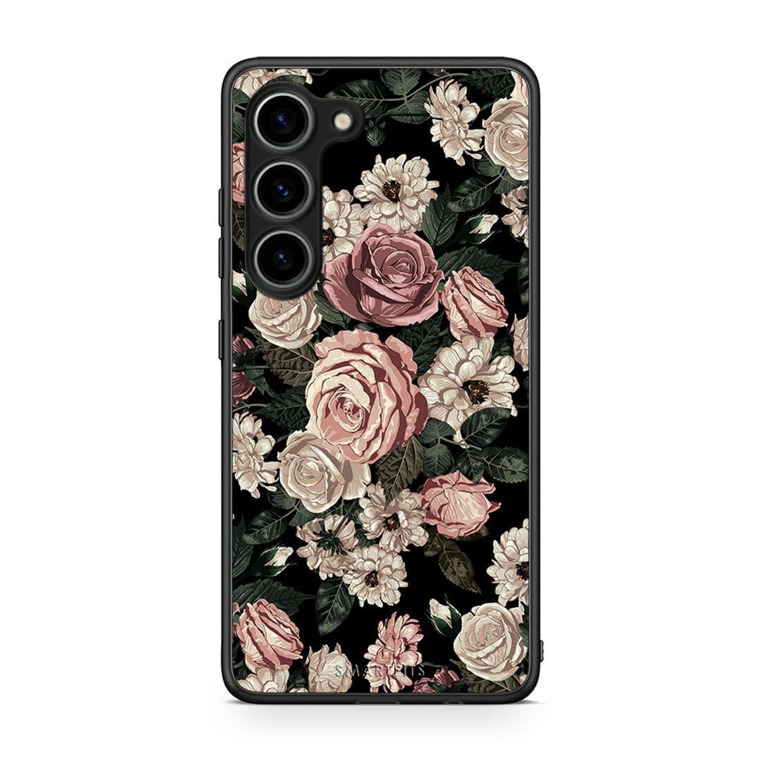 Θήκη Samsung Galaxy S23 Flower Wild Roses από τη Smartfits με σχέδιο στο πίσω μέρος και μαύρο περίβλημα | Samsung Galaxy S23 Flower Wild Roses Case with Colorful Back and Black Bezels