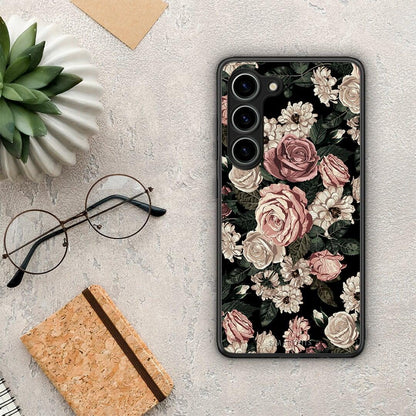 Θήκη Samsung Galaxy S23 Flower Wild Roses από τη Smartfits με σχέδιο στο πίσω μέρος και μαύρο περίβλημα | Samsung Galaxy S23 Flower Wild Roses Case with Colorful Back and Black Bezels