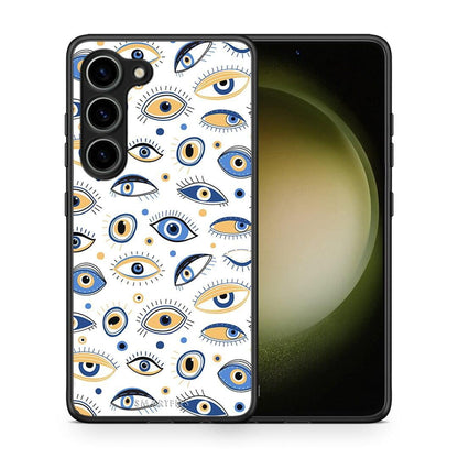 Θήκη Samsung Galaxy S23 Ftou Ftou από τη Smartfits με σχέδιο στο πίσω μέρος και μαύρο περίβλημα | Samsung Galaxy S23 Ftou Ftou Case with Colorful Back and Black Bezels