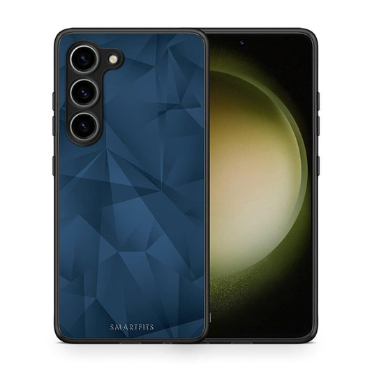 Θήκη Samsung Galaxy S23 Geometric Blue Abstract από τη Smartfits με σχέδιο στο πίσω μέρος και μαύρο περίβλημα | Samsung Galaxy S23 Geometric Blue Abstract Case with Colorful Back and Black Bezels