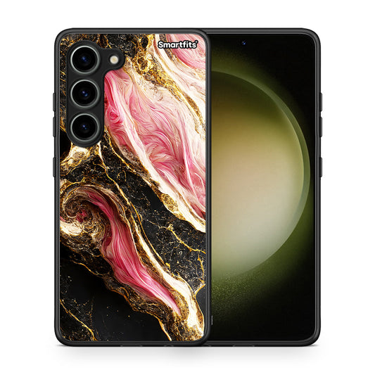 Θήκη Samsung Galaxy S23 Glamorous Pink Marble από τη Smartfits με σχέδιο στο πίσω μέρος και μαύρο περίβλημα | Samsung Galaxy S23 Glamorous Pink Marble Case with Colorful Back and Black Bezels