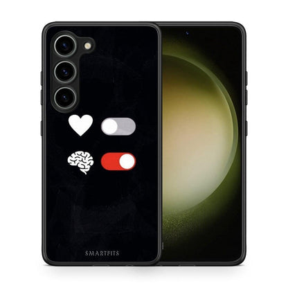 Θήκη Samsung Galaxy S23 Heart Vs Brain από τη Smartfits με σχέδιο στο πίσω μέρος και μαύρο περίβλημα | Samsung Galaxy S23 Heart Vs Brain Case with Colorful Back and Black Bezels