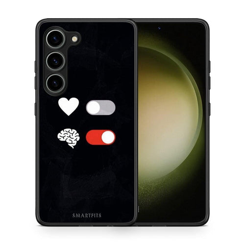 Θήκη Samsung Galaxy S23 Heart Vs Brain από τη Smartfits με σχέδιο στο πίσω μέρος και μαύρο περίβλημα | Samsung Galaxy S23 Heart Vs Brain Case with Colorful Back and Black Bezels