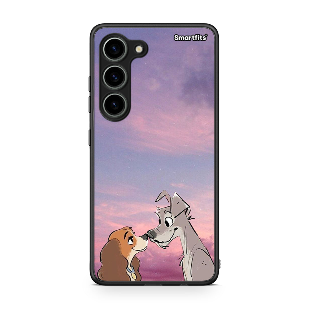 Θήκη Samsung Galaxy S23 Lady And Tramp από τη Smartfits με σχέδιο στο πίσω μέρος και μαύρο περίβλημα | Samsung Galaxy S23 Lady And Tramp Case with Colorful Back and Black Bezels
