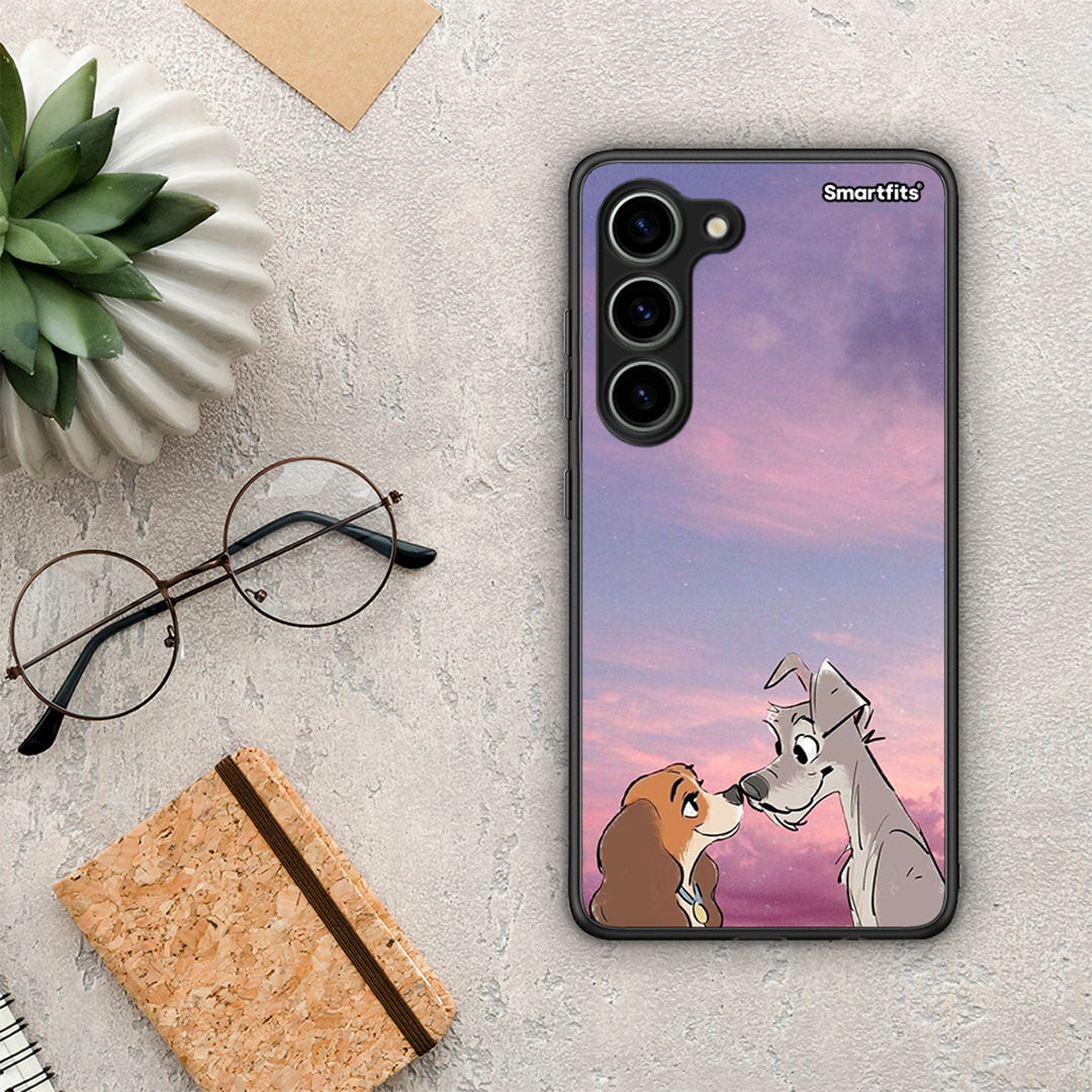 Θήκη Samsung Galaxy S23 Lady And Tramp από τη Smartfits με σχέδιο στο πίσω μέρος και μαύρο περίβλημα | Samsung Galaxy S23 Lady And Tramp Case with Colorful Back and Black Bezels