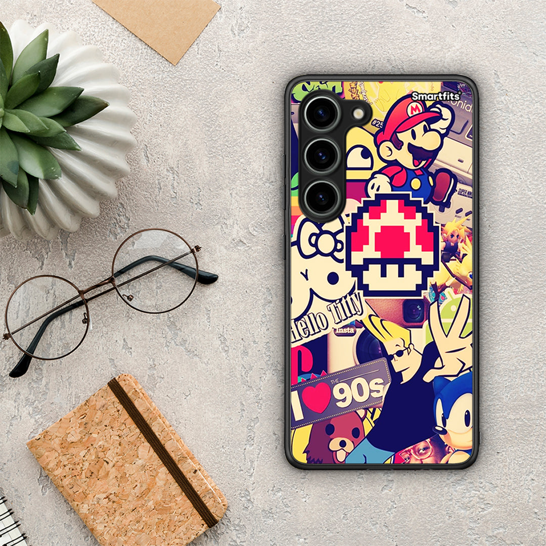 Θήκη Samsung Galaxy S23 Love The 90s από τη Smartfits με σχέδιο στο πίσω μέρος και μαύρο περίβλημα | Samsung Galaxy S23 Love The 90s Case with Colorful Back and Black Bezels