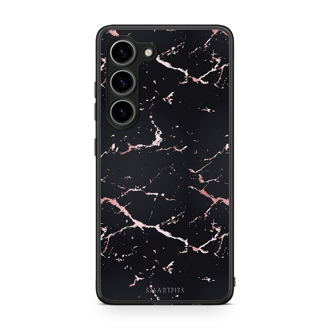 Θήκη Samsung Galaxy S23 Marble Black Rosegold από τη Smartfits με σχέδιο στο πίσω μέρος και μαύρο περίβλημα | Samsung Galaxy S23 Marble Black Rosegold Case with Colorful Back and Black Bezels