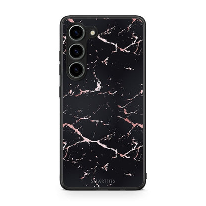 Θήκη Samsung Galaxy S23 Marble Black Rosegold από τη Smartfits με σχέδιο στο πίσω μέρος και μαύρο περίβλημα | Samsung Galaxy S23 Marble Black Rosegold Case with Colorful Back and Black Bezels