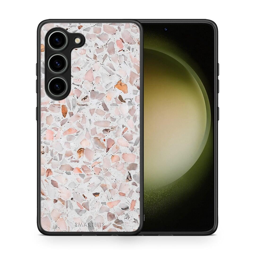 Θήκη Samsung Galaxy S23 Marble Terrazzo από τη Smartfits με σχέδιο στο πίσω μέρος και μαύρο περίβλημα | Samsung Galaxy S23 Marble Terrazzo Case with Colorful Back and Black Bezels