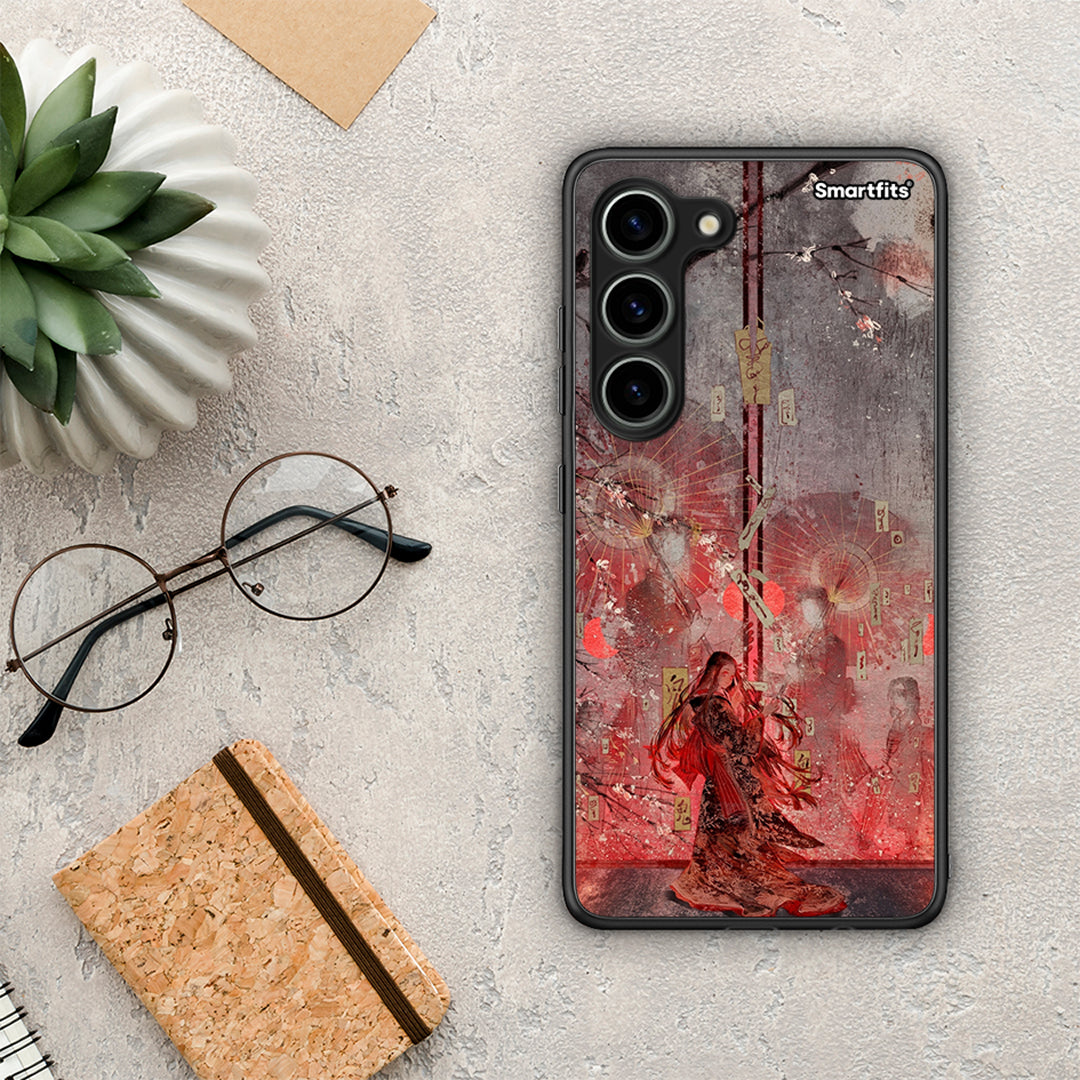 Θήκη Samsung Galaxy S23 Nezuko Kamado από τη Smartfits με σχέδιο στο πίσω μέρος και μαύρο περίβλημα | Samsung Galaxy S23 Nezuko Kamado Case with Colorful Back and Black Bezels