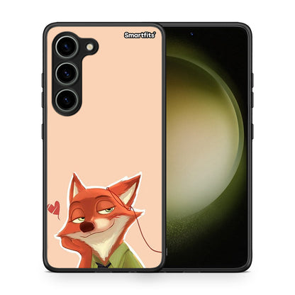 Θήκη Samsung Galaxy S23 Nick Wilde And Judy Hopps Love 1 από τη Smartfits με σχέδιο στο πίσω μέρος και μαύρο περίβλημα | Samsung Galaxy S23 Nick Wilde And Judy Hopps Love 1 Case with Colorful Back and Black Bezels