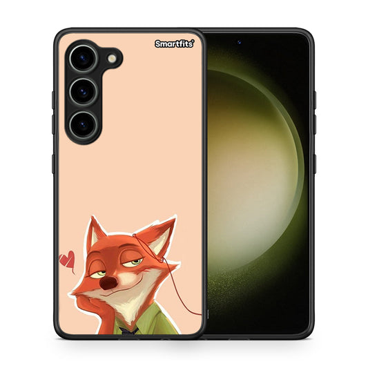 Θήκη Samsung Galaxy S23 Nick Wilde And Judy Hopps Love 1 από τη Smartfits με σχέδιο στο πίσω μέρος και μαύρο περίβλημα | Samsung Galaxy S23 Nick Wilde And Judy Hopps Love 1 Case with Colorful Back and Black Bezels