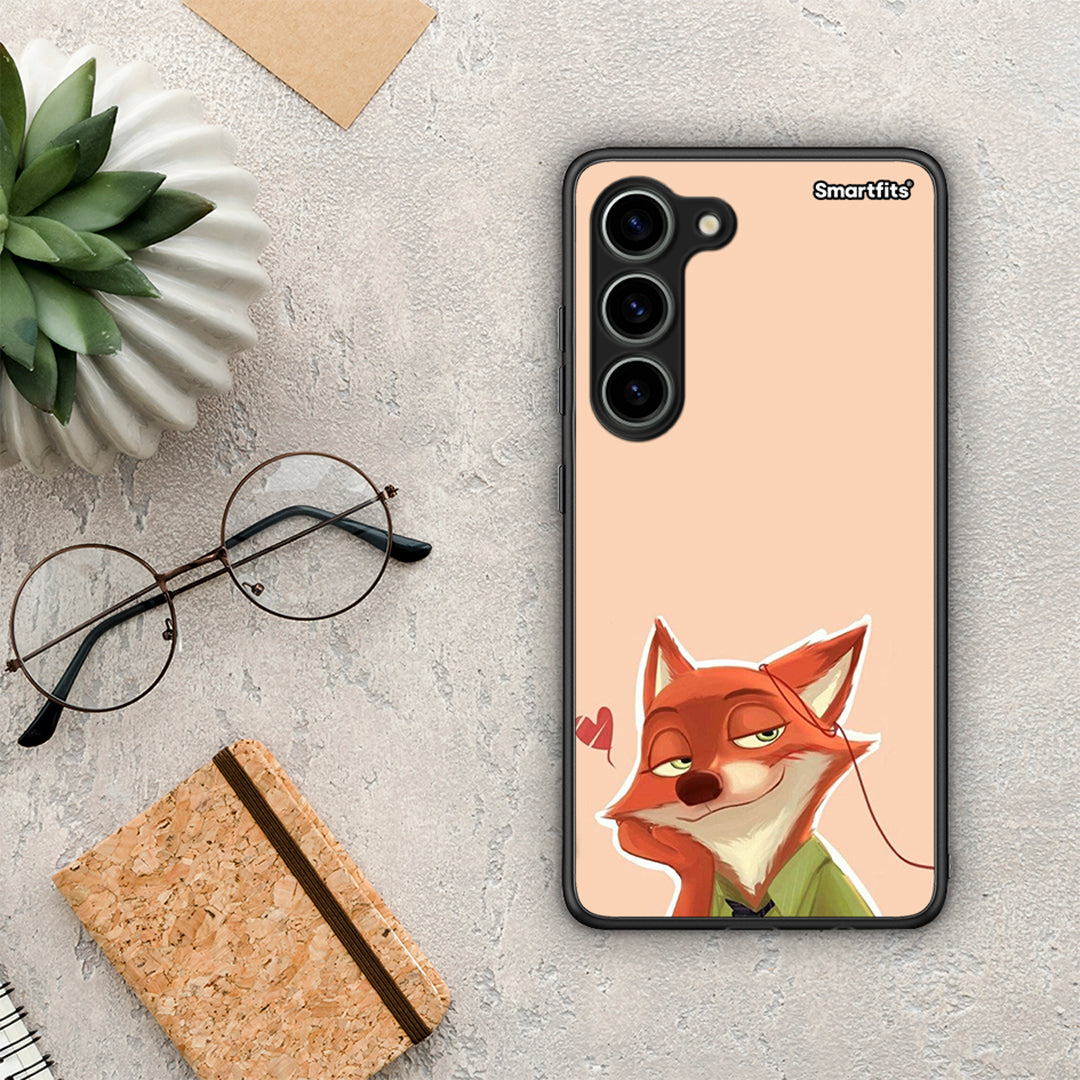 Θήκη Samsung Galaxy S23 Nick Wilde And Judy Hopps Love 1 από τη Smartfits με σχέδιο στο πίσω μέρος και μαύρο περίβλημα | Samsung Galaxy S23 Nick Wilde And Judy Hopps Love 1 Case with Colorful Back and Black Bezels