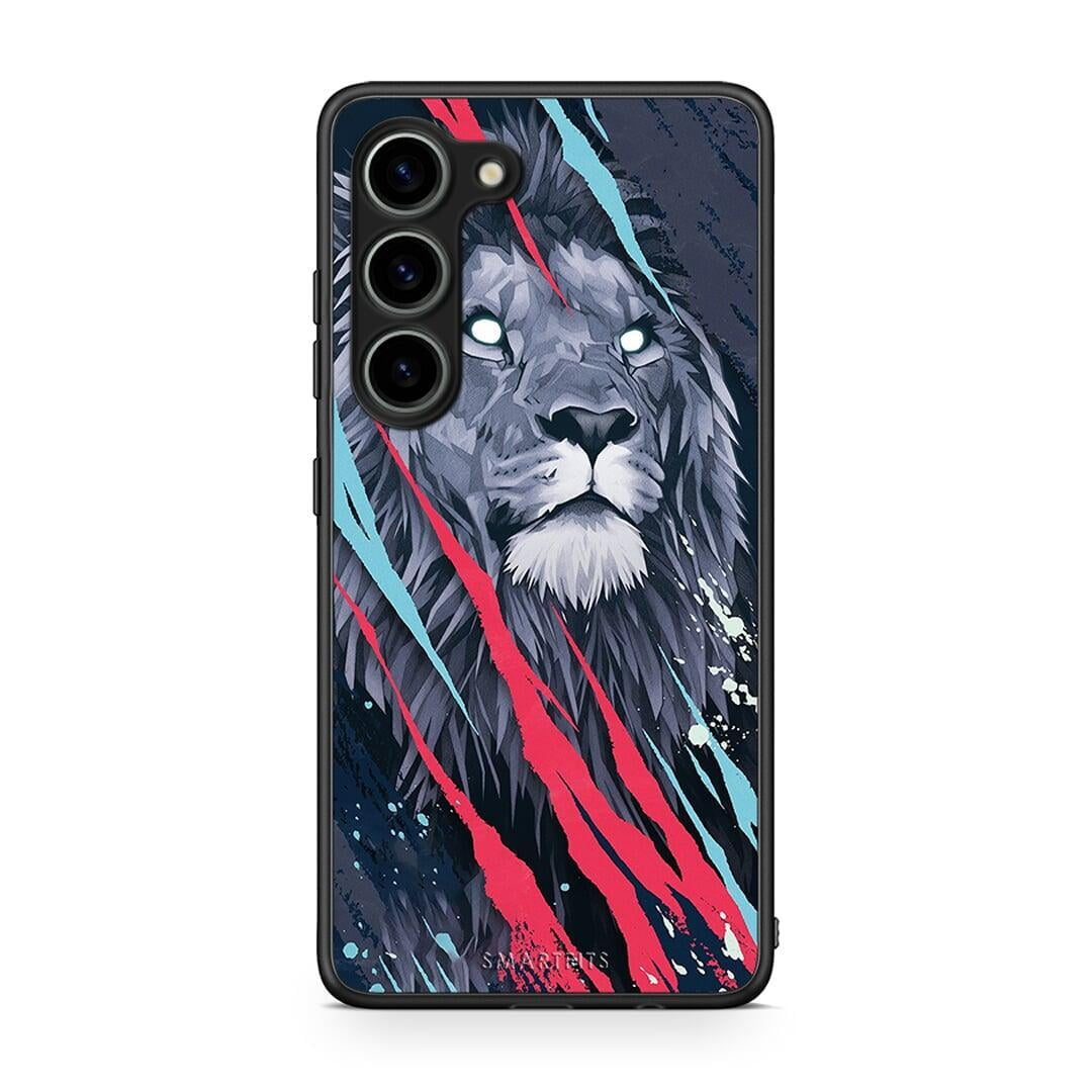 Θήκη Samsung Galaxy S23 PopArt Lion Designer από τη Smartfits με σχέδιο στο πίσω μέρος και μαύρο περίβλημα | Samsung Galaxy S23 PopArt Lion Designer Case with Colorful Back and Black Bezels