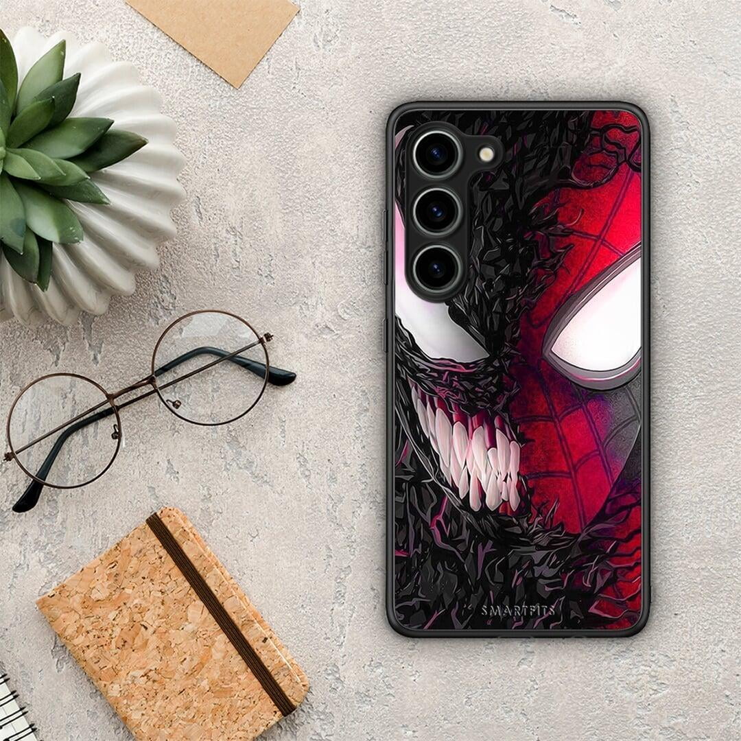 Θήκη Samsung Galaxy S23 PopArt SpiderVenom από τη Smartfits με σχέδιο στο πίσω μέρος και μαύρο περίβλημα | Samsung Galaxy S23 PopArt SpiderVenom Case with Colorful Back and Black Bezels