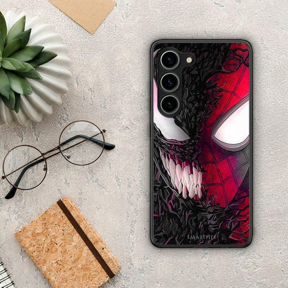 Θήκη Samsung Galaxy S23 PopArt SpiderVenom από τη Smartfits με σχέδιο στο πίσω μέρος και μαύρο περίβλημα | Samsung Galaxy S23 PopArt SpiderVenom Case with Colorful Back and Black Bezels