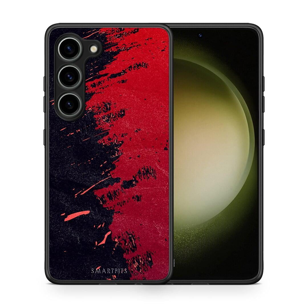 Θήκη Samsung Galaxy S23 Red Paint από τη Smartfits με σχέδιο στο πίσω μέρος και μαύρο περίβλημα | Samsung Galaxy S23 Red Paint Case with Colorful Back and Black Bezels
