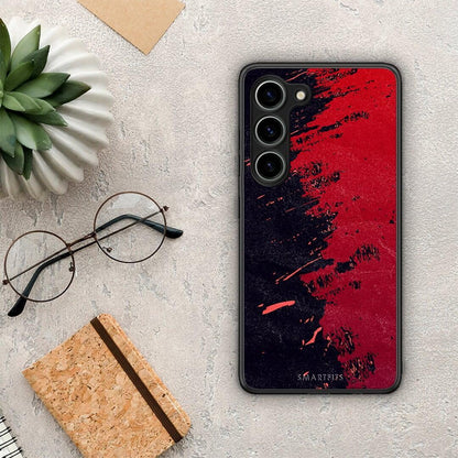 Θήκη Samsung Galaxy S23 Red Paint από τη Smartfits με σχέδιο στο πίσω μέρος και μαύρο περίβλημα | Samsung Galaxy S23 Red Paint Case with Colorful Back and Black Bezels