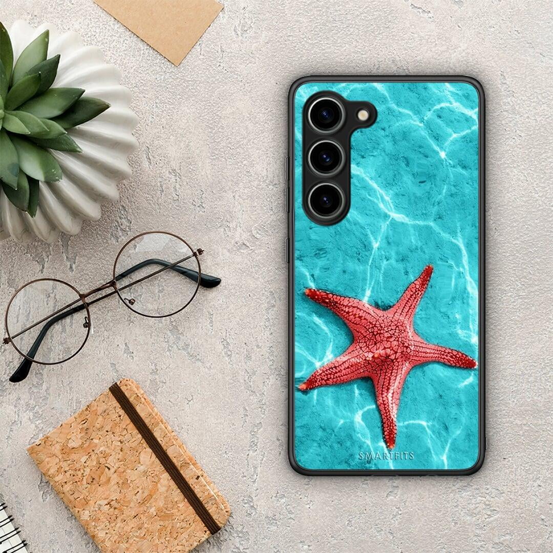 Θήκη Samsung Galaxy S23 Red Starfish από τη Smartfits με σχέδιο στο πίσω μέρος και μαύρο περίβλημα | Samsung Galaxy S23 Red Starfish Case with Colorful Back and Black Bezels