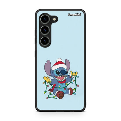 Θήκη Samsung Galaxy S23 Santa Stich από τη Smartfits με σχέδιο στο πίσω μέρος και μαύρο περίβλημα | Samsung Galaxy S23 Santa Stich Case with Colorful Back and Black Bezels