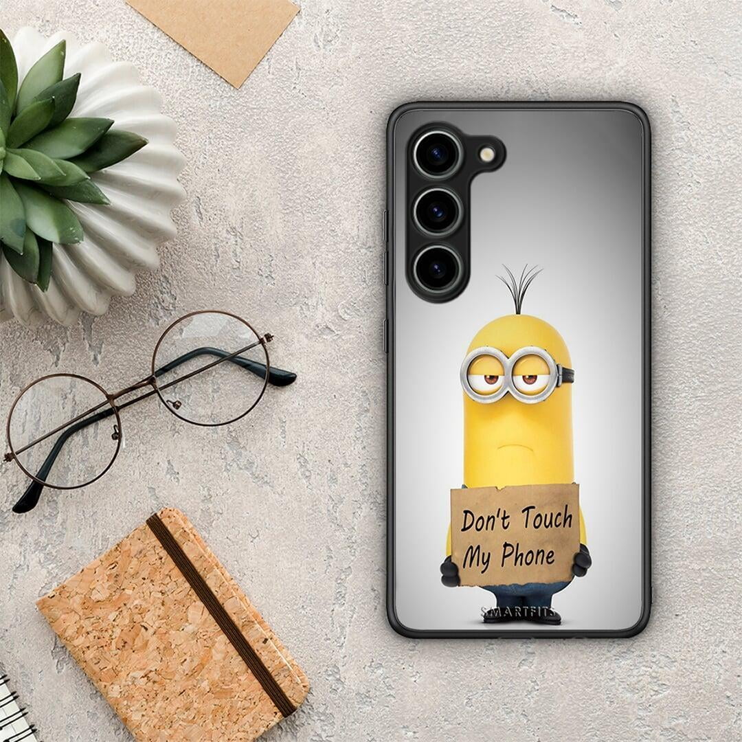 Θήκη Samsung Galaxy S23 Text Minion από τη Smartfits με σχέδιο στο πίσω μέρος και μαύρο περίβλημα | Samsung Galaxy S23 Text Minion Case with Colorful Back and Black Bezels