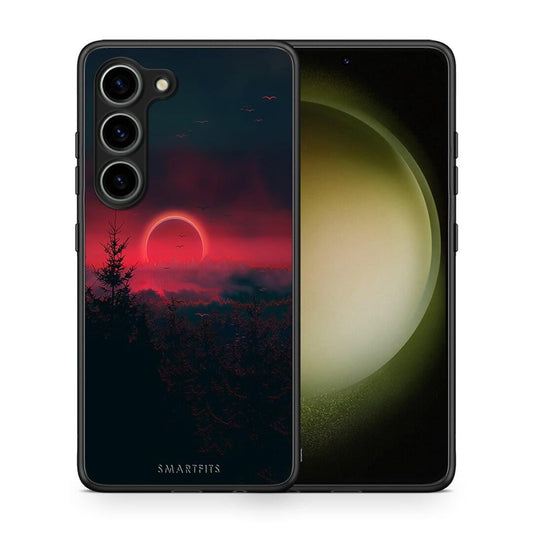 Θήκη Samsung Galaxy S23 Tropic Sunset από τη Smartfits με σχέδιο στο πίσω μέρος και μαύρο περίβλημα | Samsung Galaxy S23 Tropic Sunset Case with Colorful Back and Black Bezels