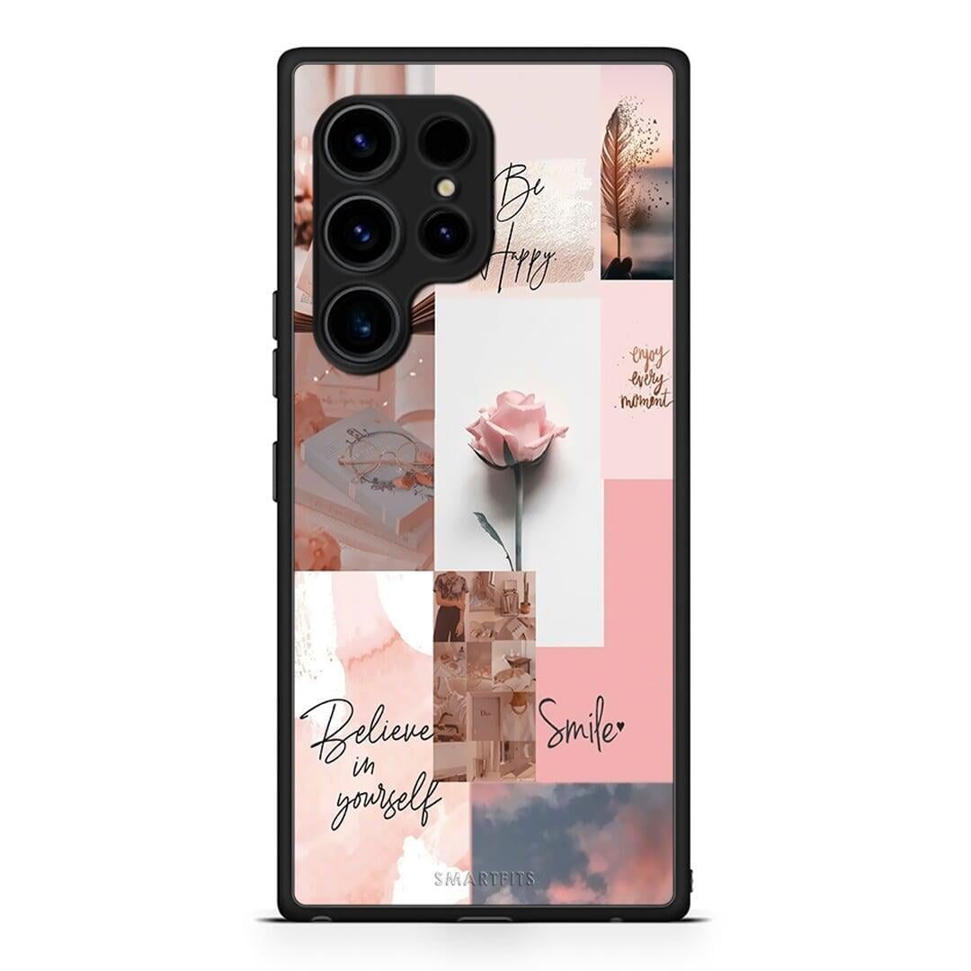Θήκη Samsung Galaxy S23 Ultra Aesthetic Collage από τη Smartfits με σχέδιο στο πίσω μέρος και μαύρο περίβλημα | Samsung Galaxy S23 Ultra Aesthetic Collage Case with Colorful Back and Black Bezels