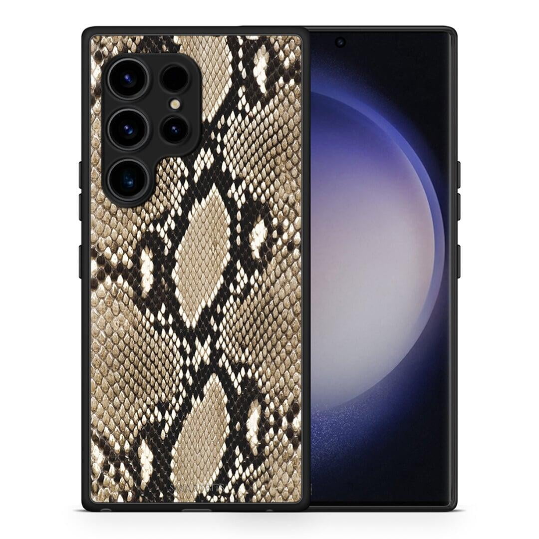 Θήκη Samsung Galaxy S23 Ultra Animal Fashion Snake από τη Smartfits με σχέδιο στο πίσω μέρος και μαύρο περίβλημα | Samsung Galaxy S23 Ultra Animal Fashion Snake Case with Colorful Back and Black Bezels