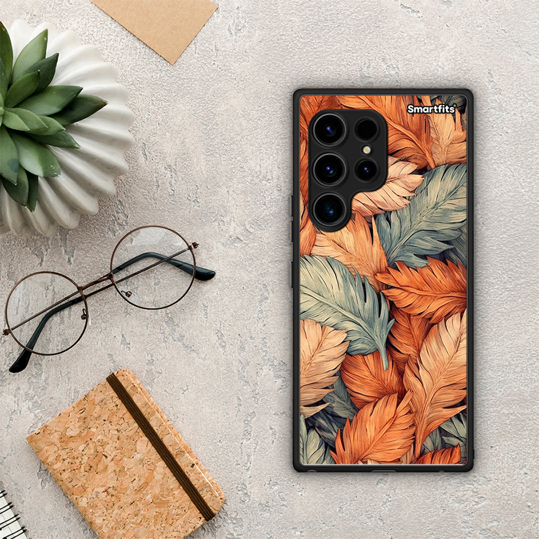 Θήκη Samsung Galaxy S23 Ultra Autumn Leaves από τη Smartfits με σχέδιο στο πίσω μέρος και μαύρο περίβλημα | Samsung Galaxy S23 Ultra Autumn Leaves Case with Colorful Back and Black Bezels