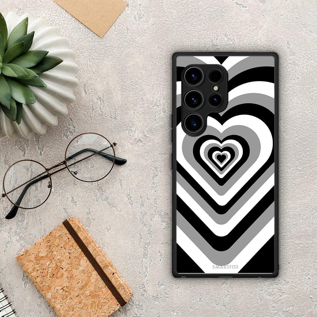 Θήκη Samsung Galaxy S23 Ultra Black Hearts από τη Smartfits με σχέδιο στο πίσω μέρος και μαύρο περίβλημα | Samsung Galaxy S23 Ultra Black Hearts Case with Colorful Back and Black Bezels