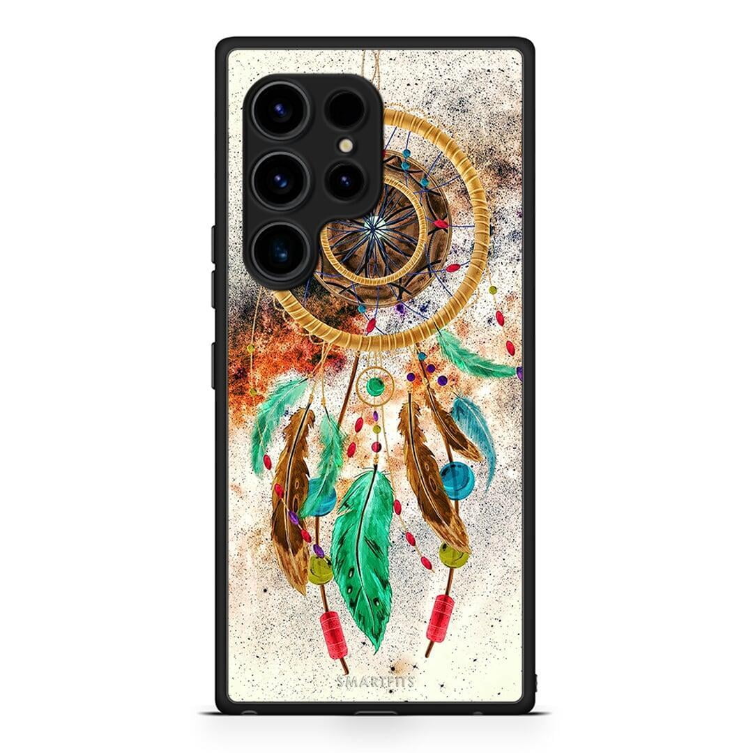 Θήκη Samsung Galaxy S23 Ultra Boho DreamCatcher από τη Smartfits με σχέδιο στο πίσω μέρος και μαύρο περίβλημα | Samsung Galaxy S23 Ultra Boho DreamCatcher Case with Colorful Back and Black Bezels