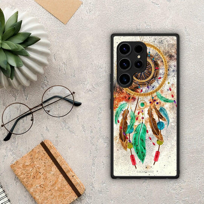 Θήκη Samsung Galaxy S23 Ultra Boho DreamCatcher από τη Smartfits με σχέδιο στο πίσω μέρος και μαύρο περίβλημα | Samsung Galaxy S23 Ultra Boho DreamCatcher Case with Colorful Back and Black Bezels