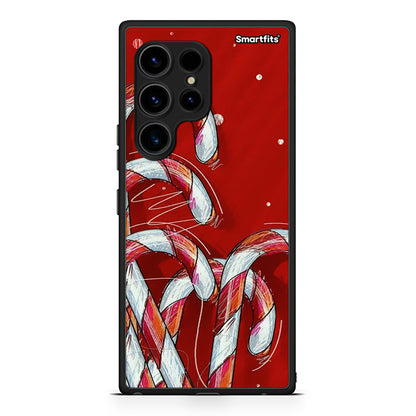 Θήκη Samsung Galaxy S23 Ultra Candy Cane από τη Smartfits με σχέδιο στο πίσω μέρος και μαύρο περίβλημα | Samsung Galaxy S23 Ultra Candy Cane Case with Colorful Back and Black Bezels