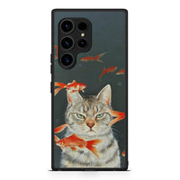 Thumbnail for Θήκη Samsung Galaxy S23 Ultra Cat Goldfish από τη Smartfits με σχέδιο στο πίσω μέρος και μαύρο περίβλημα | Samsung Galaxy S23 Ultra Cat Goldfish Case with Colorful Back and Black Bezels