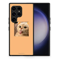 Thumbnail for Θήκη Samsung Galaxy S23 Ultra Cat Tongue από τη Smartfits με σχέδιο στο πίσω μέρος και μαύρο περίβλημα | Samsung Galaxy S23 Ultra Cat Tongue Case with Colorful Back and Black Bezels